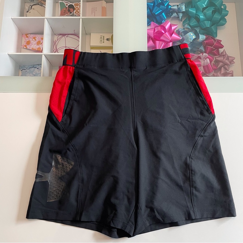 Under Armour Women's Black Shorts with Red Accents